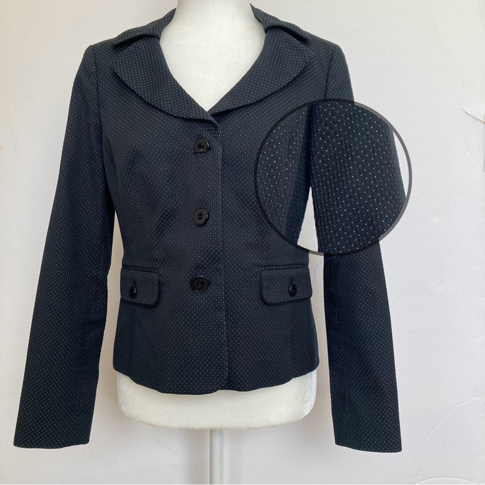 Semantiks Black White Polka Dot Cotton Blend Jacket Blazer